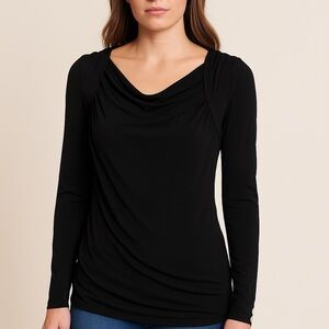 White House Black Market Elegant Black Long Sleeve Top